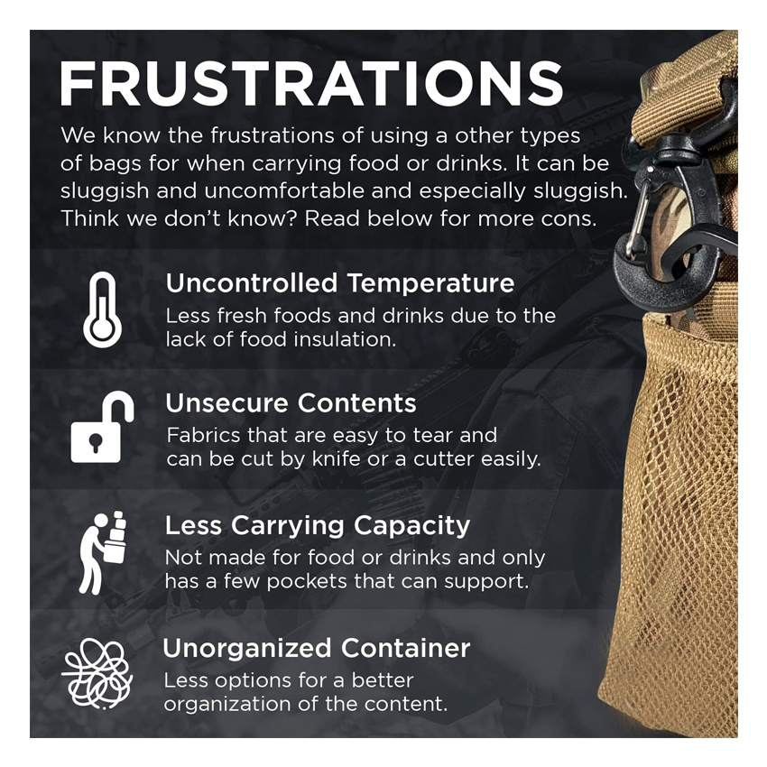 Insulated Lunch Bag Tactical Lunch Box for Adults Desert Camo Camping Work Picnic Bag