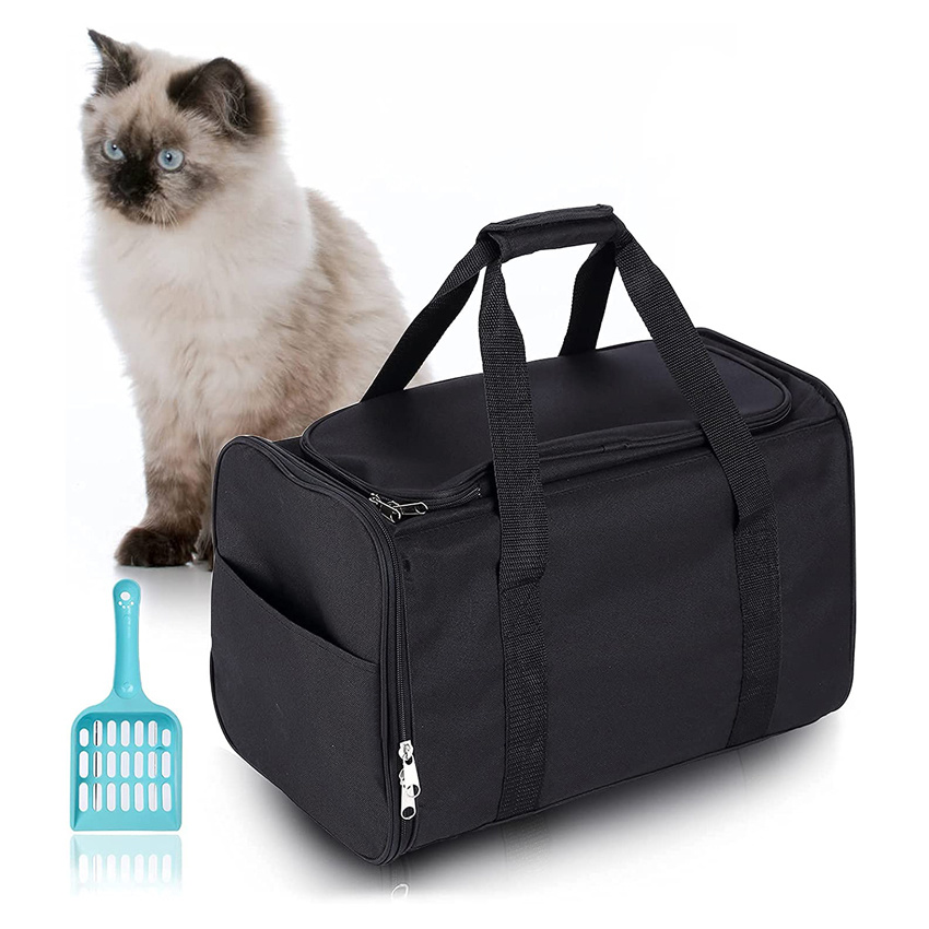 Collapsible Portable Cat Litter Box Black for Travel Light Weight Foldable Pet Carrier