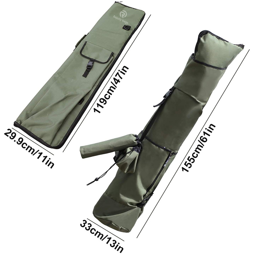 Canvas Rod Case Organizer Pole Storage Bag Rod and Reel Carrier Organizer for Travel Fishing Rod Bag