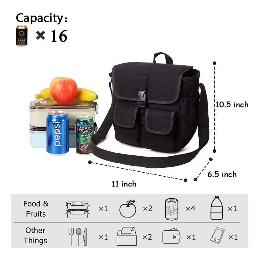 Durable Casual Leakproof Lunch Cooler Bag School Meal Bag Drinks Holder for Men Women