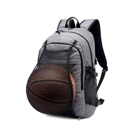 Basketball Backpack USB Charge Schoolbag Lightweight Daypack for Travel Hiking Cycling