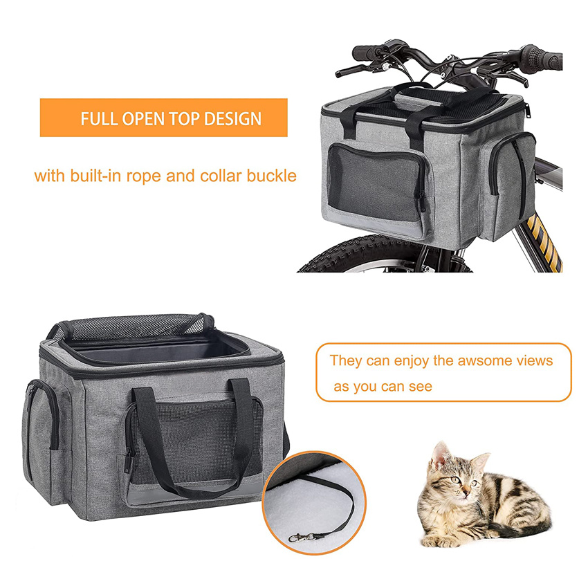 Dog Bike Basket Carrier Removable Pet Bicycle Bag Dog Cycling Bag for Picnic Shopping