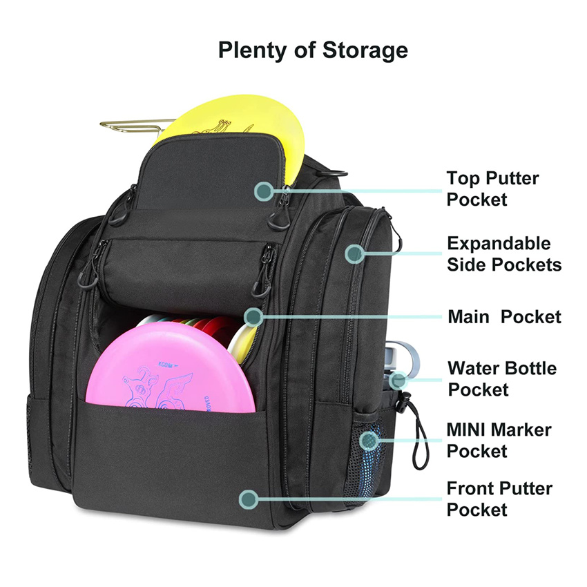 Disc Golf Bag Durable Frisbee Golf Bag with Large Capacity Water Bottle Holder