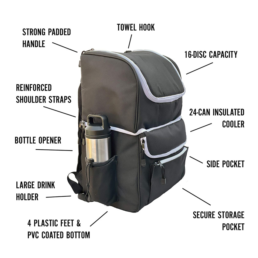 Ultra-Large Capacity Frisbee Golf Backpack Light Durable Black Disc Golf Bag Pet Toys