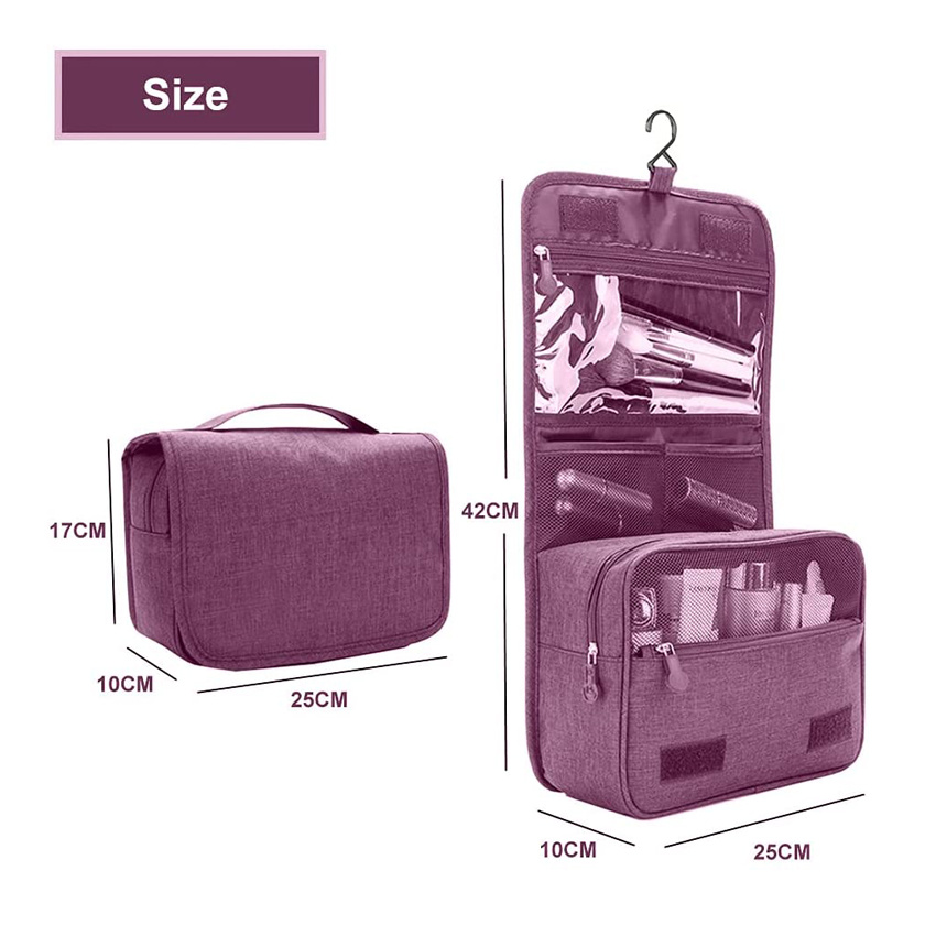 Travel Cosmetic Storage Portable Toiletry Bag with Hanging Hook Durable Folding Makeup Bag