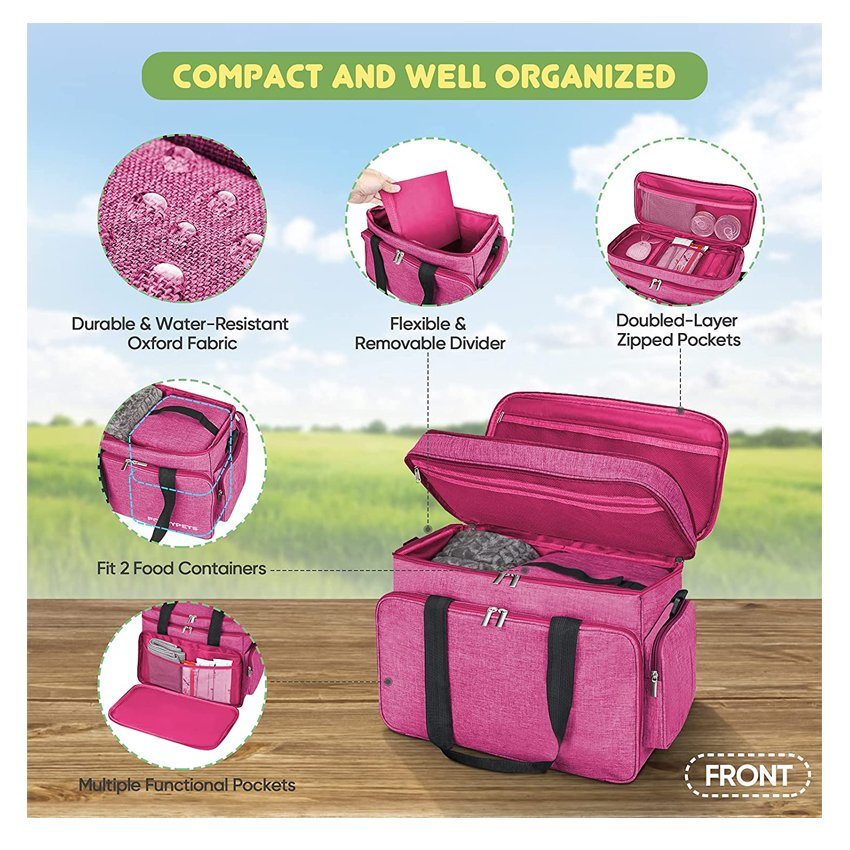 Portable Dog Travel Bag with Multi-Function Pockets Pet Food Storage