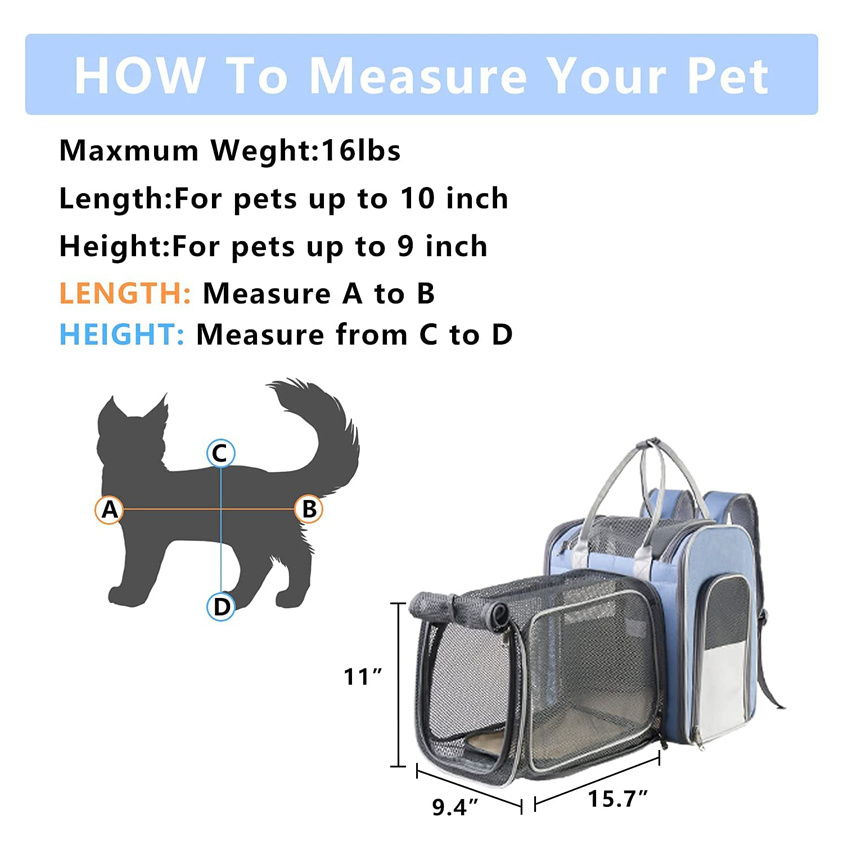 Portable Cat Backpack Tavel and Hiking Cat Carrier Bags Pet Bag with Breathable Mesh Window