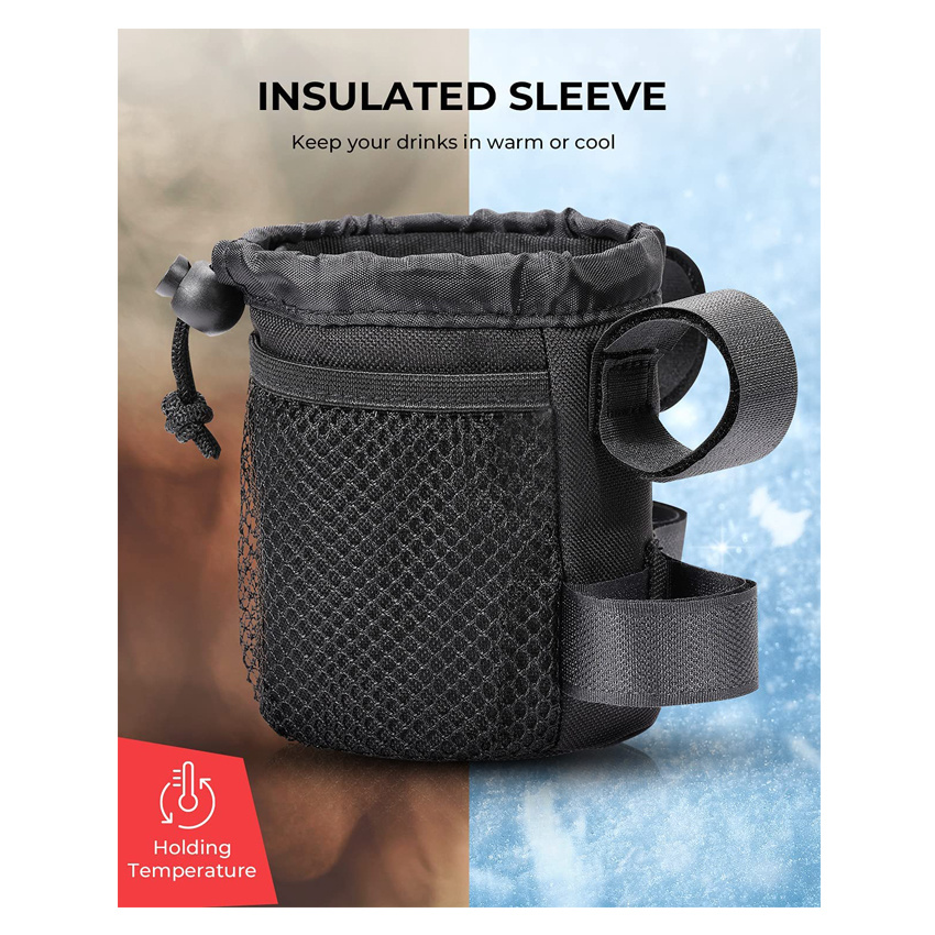 Bike Cup Holder Bicycle Water Bottle Holder Handlebar Drink Holder with Mesh Pockets Phone Bag