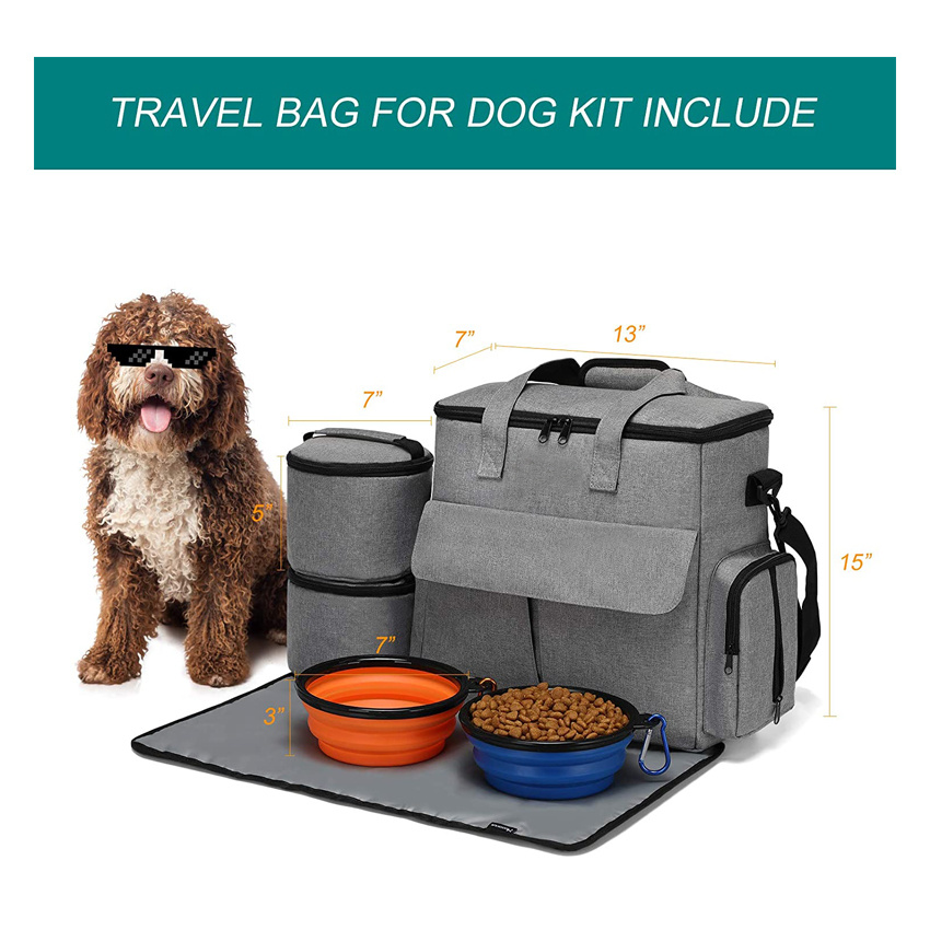 Multi-Function Pockets Tote Bag Pet Travel Bag Weekend Dog Travel Set for Dog and Cat