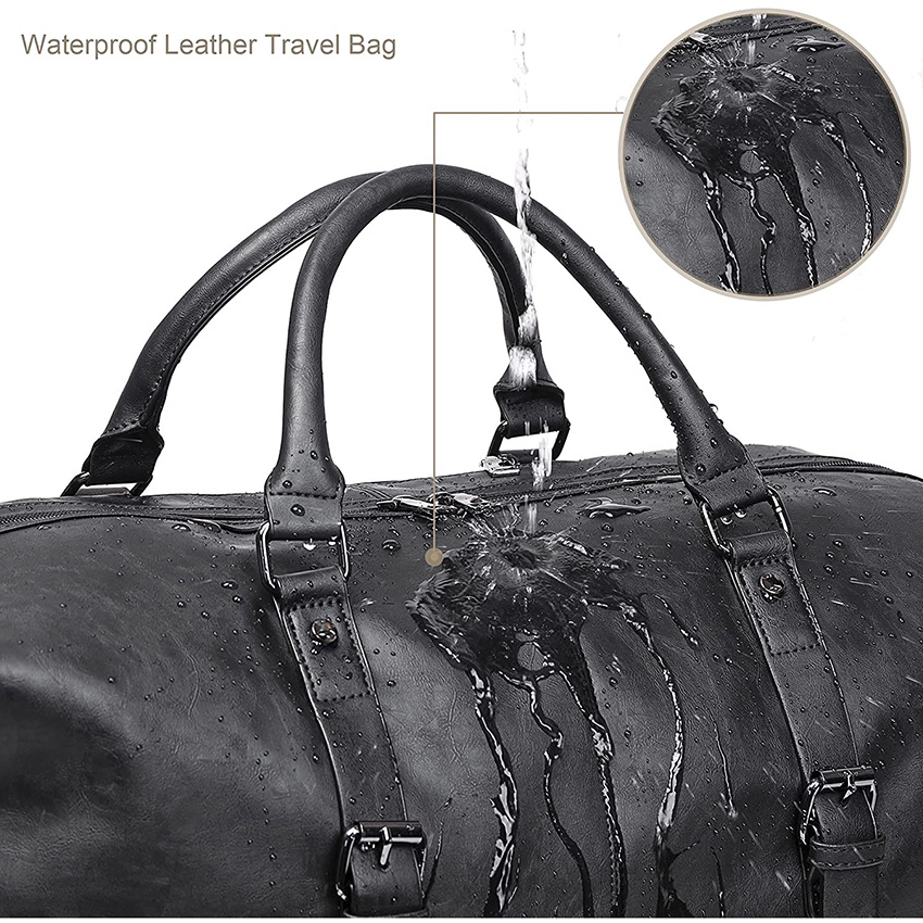 Weekender Overnight Bag Waterproof Leather Large Carry on Bag Travel Tote Duffel Bag for Men or Women Duffel Bags