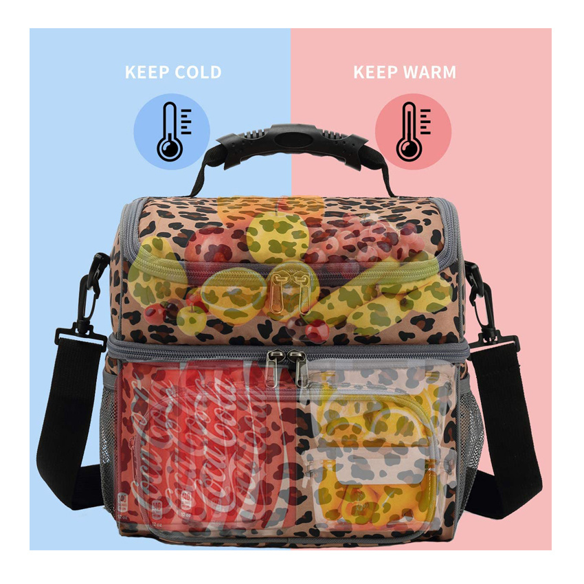 Insulated Picnic Bag Beach Cooler Bag Leopard Thermal Insulation Food Bag