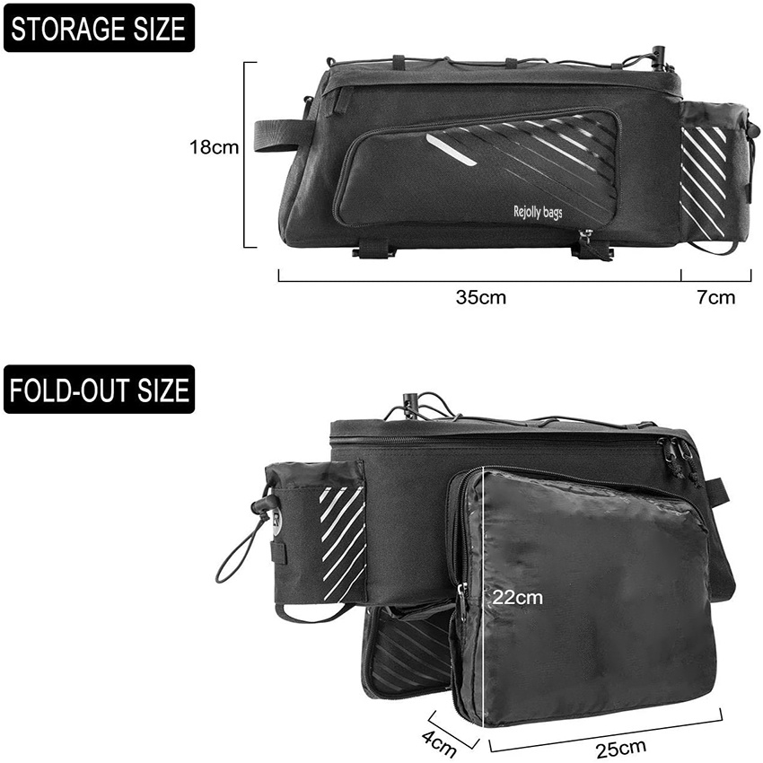 Bicycle Rack Rear Carrier Bag Commuter Bike Luggage Bag Pannier with Rain Cover