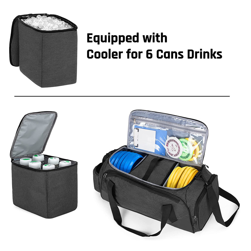 Waterproof PU Disc Golf Bag Frisbee Golf Bag with Cooler Bag for Drinks