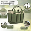 Garden Tool Bag Canvas Heavy-Duty Tote with Pockets Large Organizer Bag Carrier Plant Tool Set