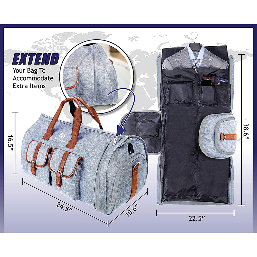 Large Trolley Duffel Suit Bag Expandable Rolling Garment Shoe Compartment Includes Toiletry Bag