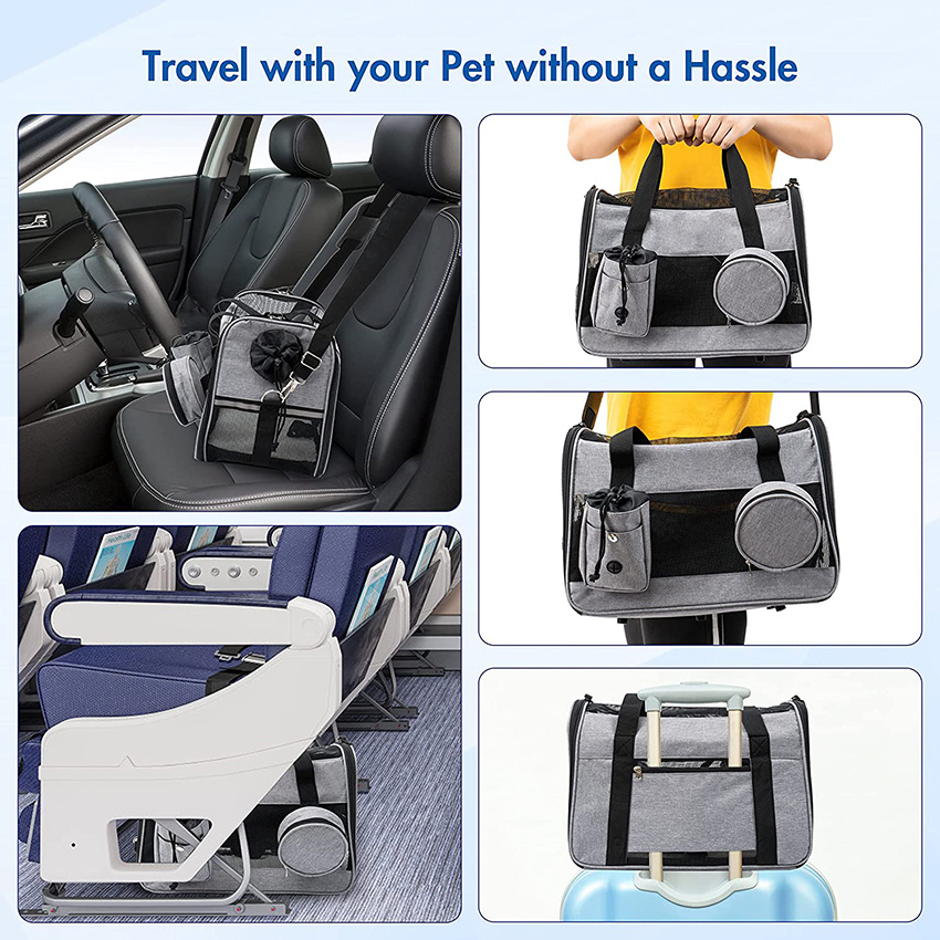 Pet Carrier for Small Medium Cat Dog Puppy Soft Sided Collapsible Pockets for Water Bottle and Bowl Safety Locking Zippers Tsa Airline Approved Travel Bag Kitte