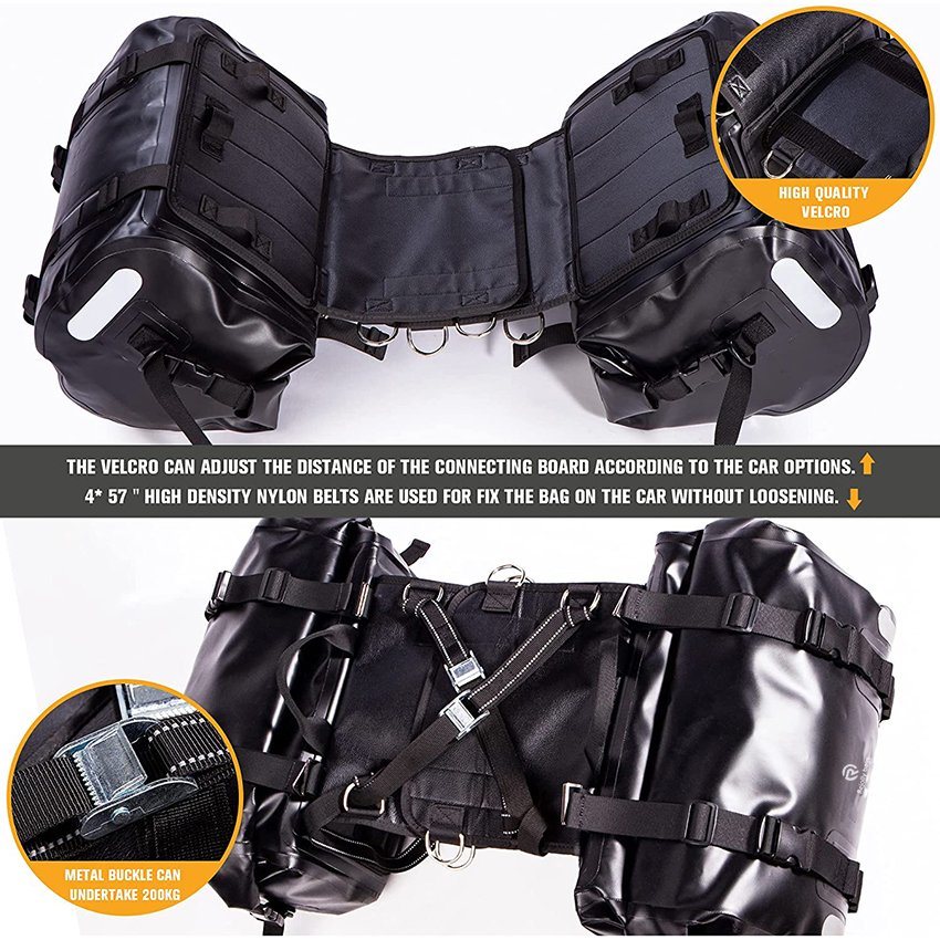 Waterproof Bag Motorcycle Saddlebag 40L Multi-Adjustment Design High Strength Tank Bag Motor Side Bag