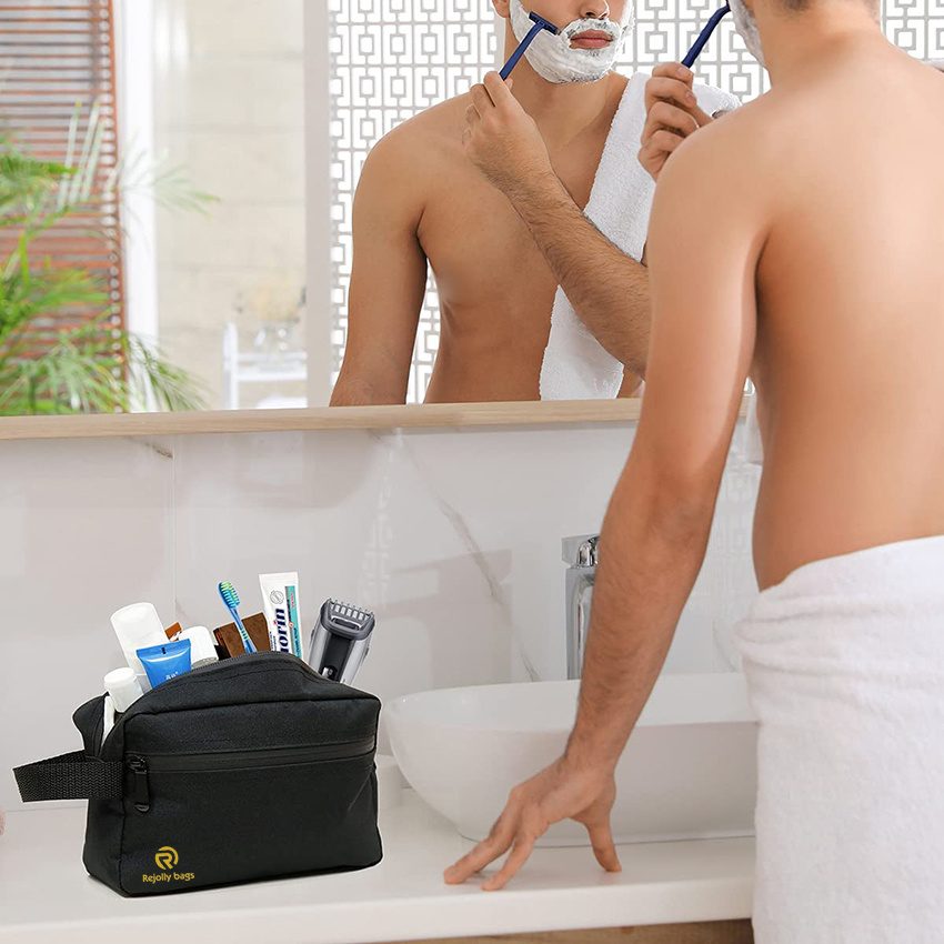 Water-Resistant Shaving Bag for Toiletries Accessories Storage Bags with Divider and Handle for Cosmetics Toiletries Brushes Tools Toiletry Bag