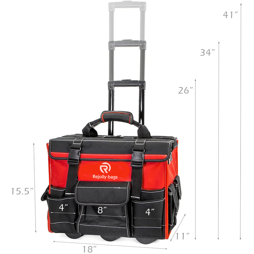 Rolling Tool Bag with Wheels Organizer Telescoping Handle 18" Wide Storage Organizer Bag Tool Bag