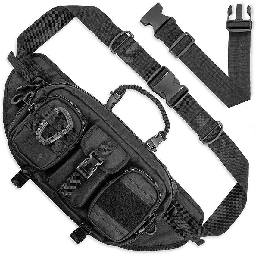 Military Style Large Tactical Sling Bag for Men. Made From Heavy Duty Techwear Fabric & Built Tough for Outdoor. Also Use as EDC Backpack, Fanny Waist Pack Bag