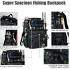 Fishing Tackle Backpack 2 Fishing Rod Holders with 4 Tackle Boxes, Large Storage, Backpack for Trout Fishing Outdoor Sports Camping Hiking Fishing Rod Bags