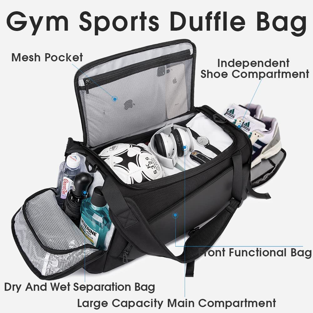 Short-Distance Trip Duffel Gym Bag Dry and Wet Depart Pocket Sports Backpack with Shoes Compartment