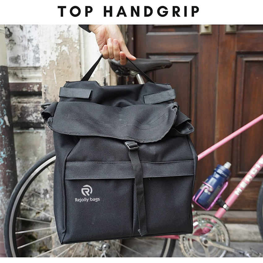 Top Load Double Pannier Water Resistant Cycling Side Bags Large, Carrying Handle, Reflective Spots Bicycle Bag