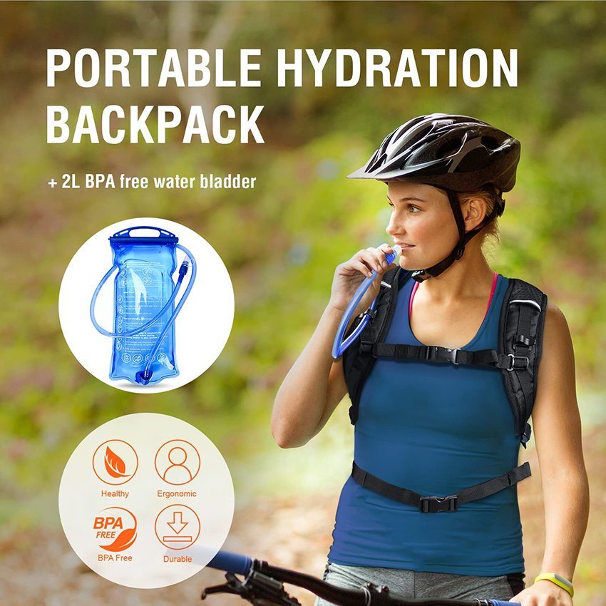 Hiking Backpack Hydration Backpack Water Backpack Hiking Cycling Waterproof Bag with 2L BPA Free Bladder Outdoor Running, Camping, Climbing Hydration Backpack