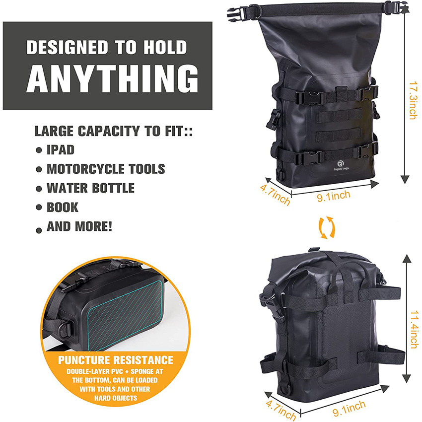 Roll Bumper Bag Completely Waterproof, Quick Installation and Easy to Clean Multifunctional Motorcycle Bag