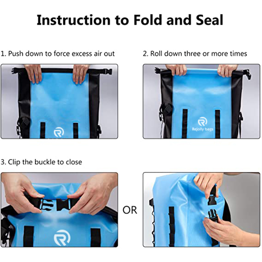 Waterproof TPU Backpack 24L Roll-Top with Rod Holder for Fishing, Hiking, Camping, Kayaking, Rafting Dry Backpack