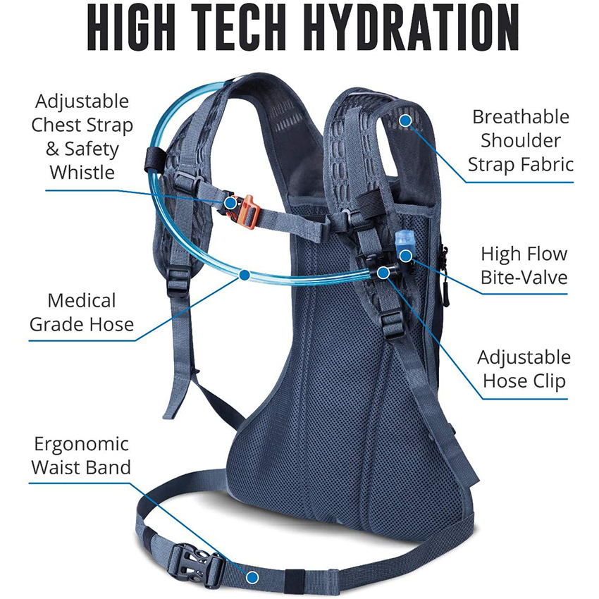 2L Hydration Water Bladder Lightweight Running Backpack, Also for Cycling, Hiking, Ski, Snow for Men, Women & Kids Hydration Backpack