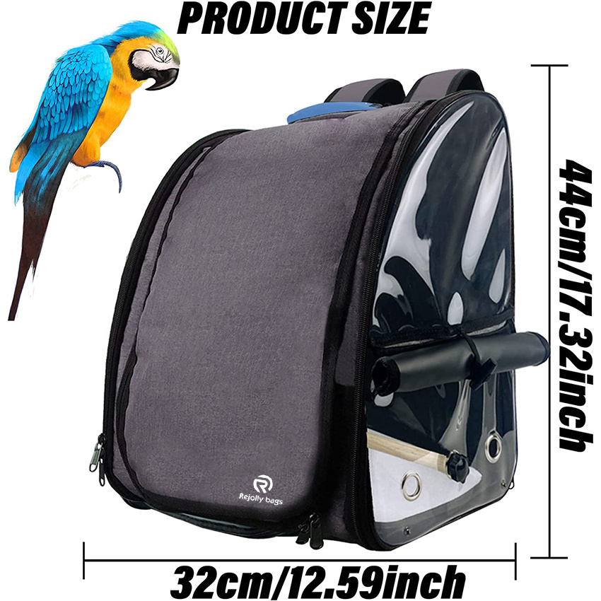 Bird Carrier Backpack Bag Travel Parrot Bag Cage with Portable Stand and Feeding Cans Waterproof Pads Breathable