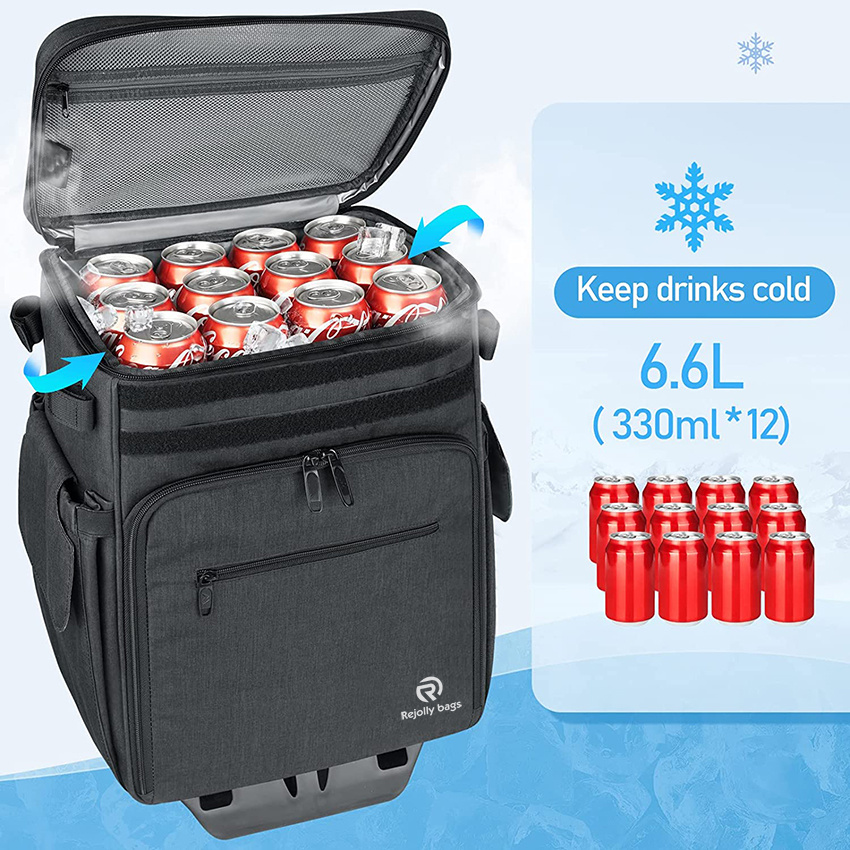 Rolling Tackle Box with Cooler, Large Fishing Bag with Wheels for 5 Trays Waterproof Bottom for Storage Gear Fishing Tackle Bag