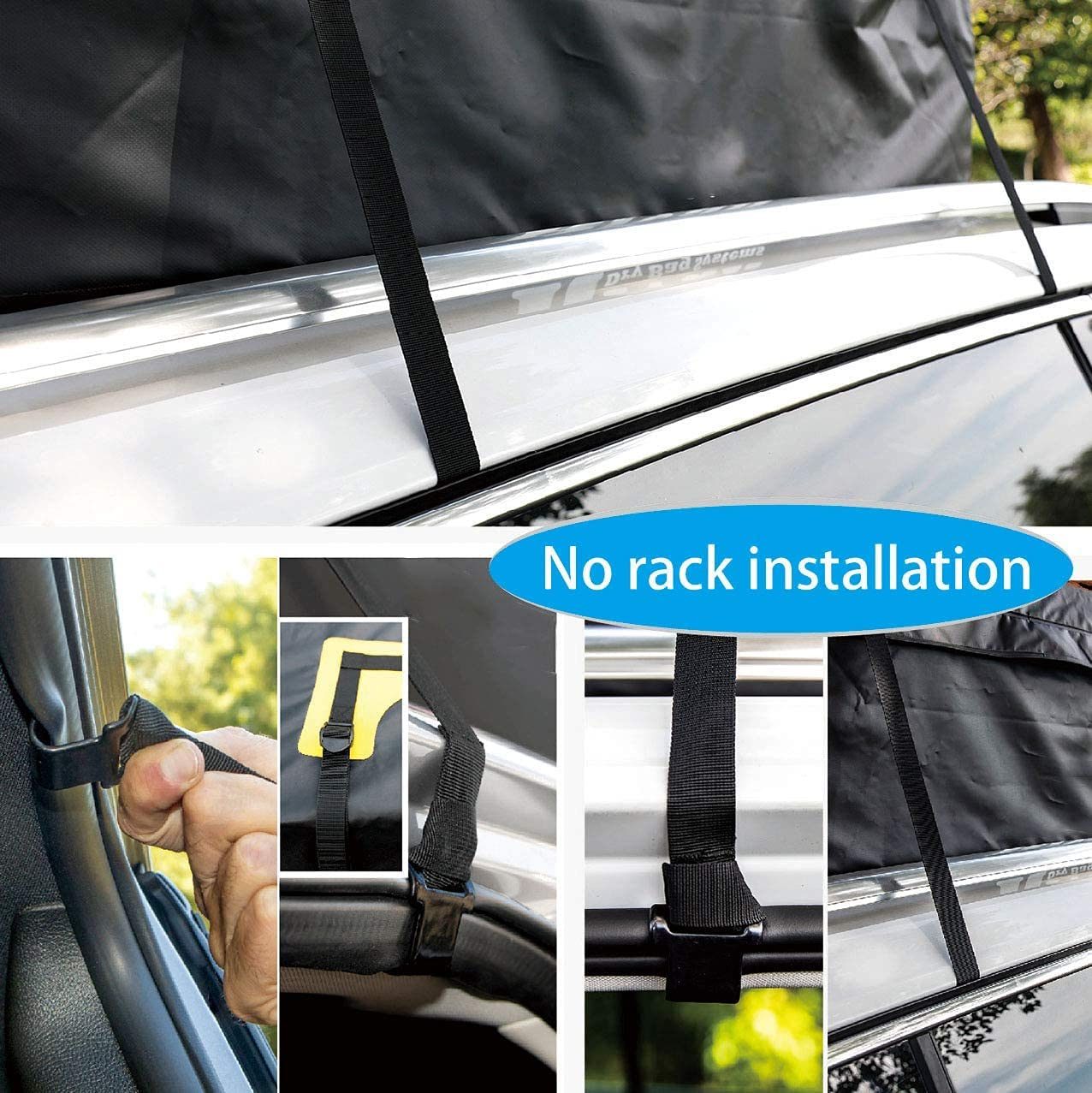 Carrier Bag with 100% Waterproof Zipper and Rain Flap 15 Cubic FT for Cars with or Without Racks Car Rooftop Cargo Bag