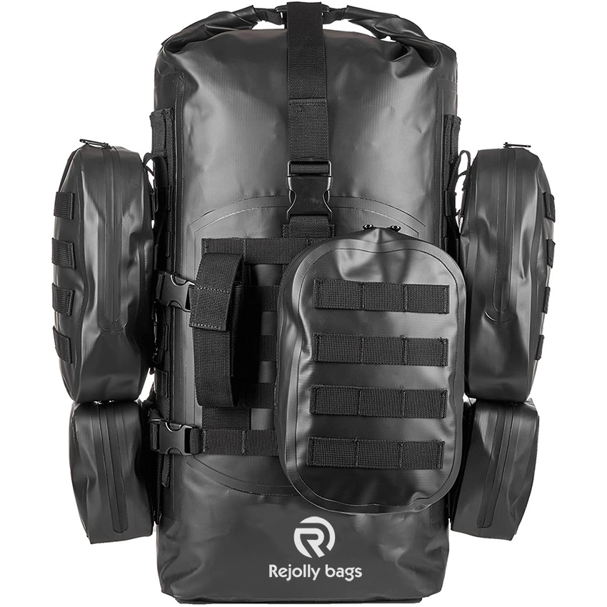 Waterproof Survival Backpack - Roll Top Go-Bag Perfect for Boating, Camping, Hunting, Kayaking - Black Padded Adjustable Straps System Dry Backpack