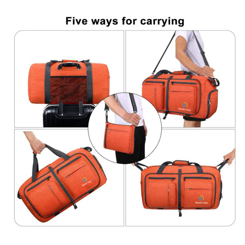 55L Foldable Duffle Handbag with Shoes Compartment Packable Weekender Duffles for Men Women Bag