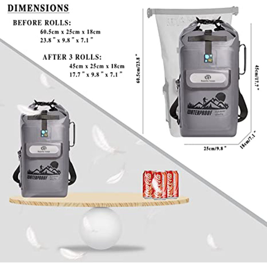 Waterproof Floating Dry Sack Backpack with Protective Pockets for Kayaking, Fishing Bag