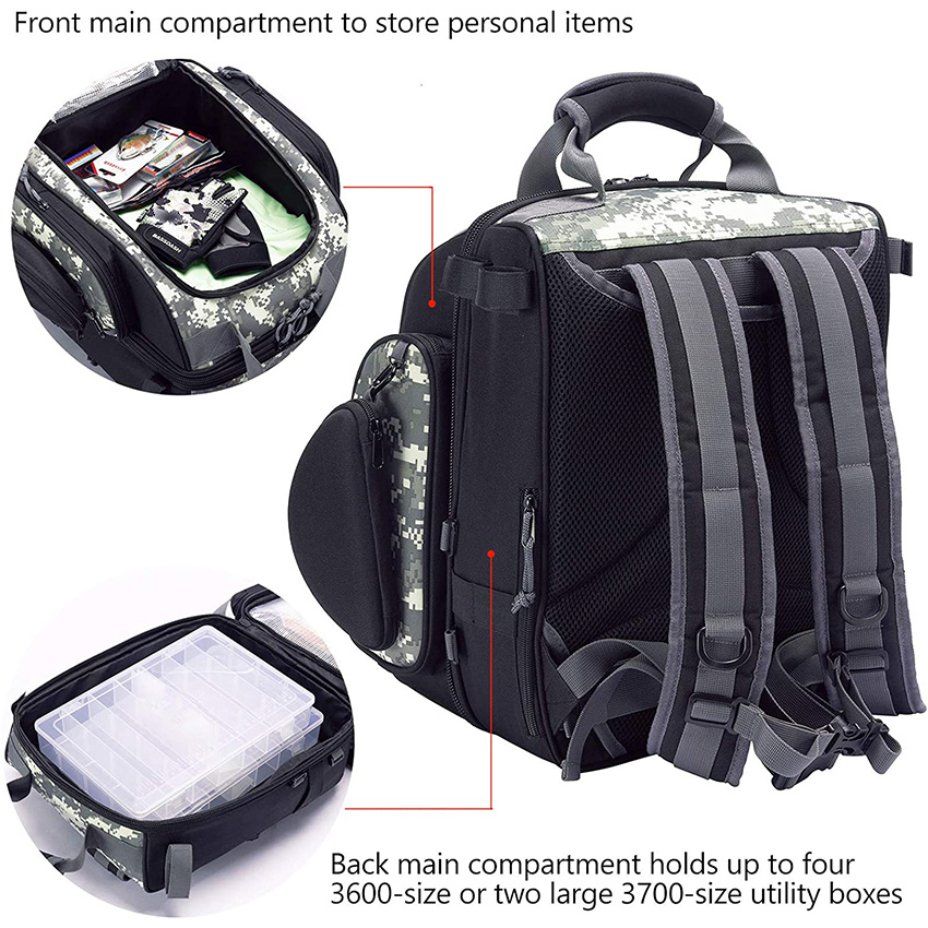 Water Resistant Bag with Rod Water Bottle Holder for Outdoor Camping Hiking Fishing Gear Bag