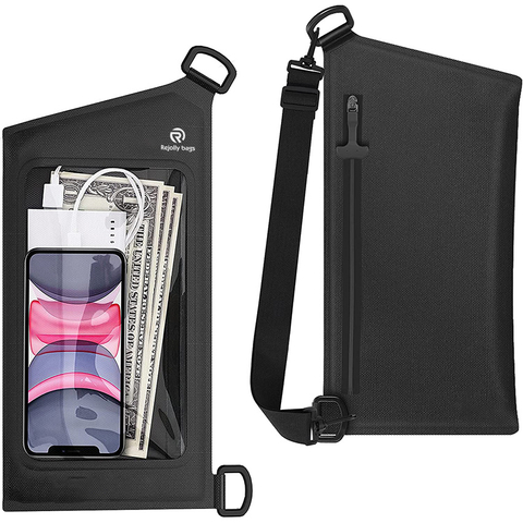 Waterproof Phone Pouch Wallet Ipx8 Adjustable Sling Chest Crossbody Bag for Men Women Nylon Water-Resistant Dry Bag Case for Water Sports Boating Fishing