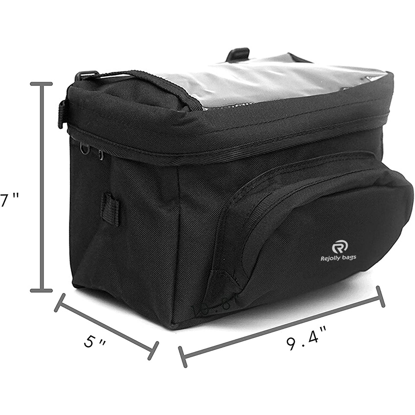 Handlebar Bag Basic with Waterproof Rain Cover Strap Fixing, Map Case Bike Front Bag for Folding Bike, Road Bike, Mountain Bike Bike Handlebar Pouch Bag