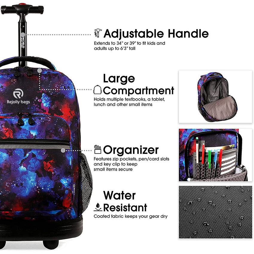 Large Capacity Carry on Luggage Durable Rolling Backpack with Wheels Bag