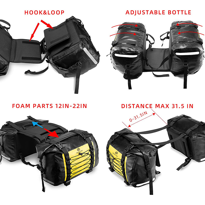 Motorcycle Saddle Waterproof Side Bag 60L for Honda YAMAHA Suzuki Motorcycle Pack Removable Detachable Bag