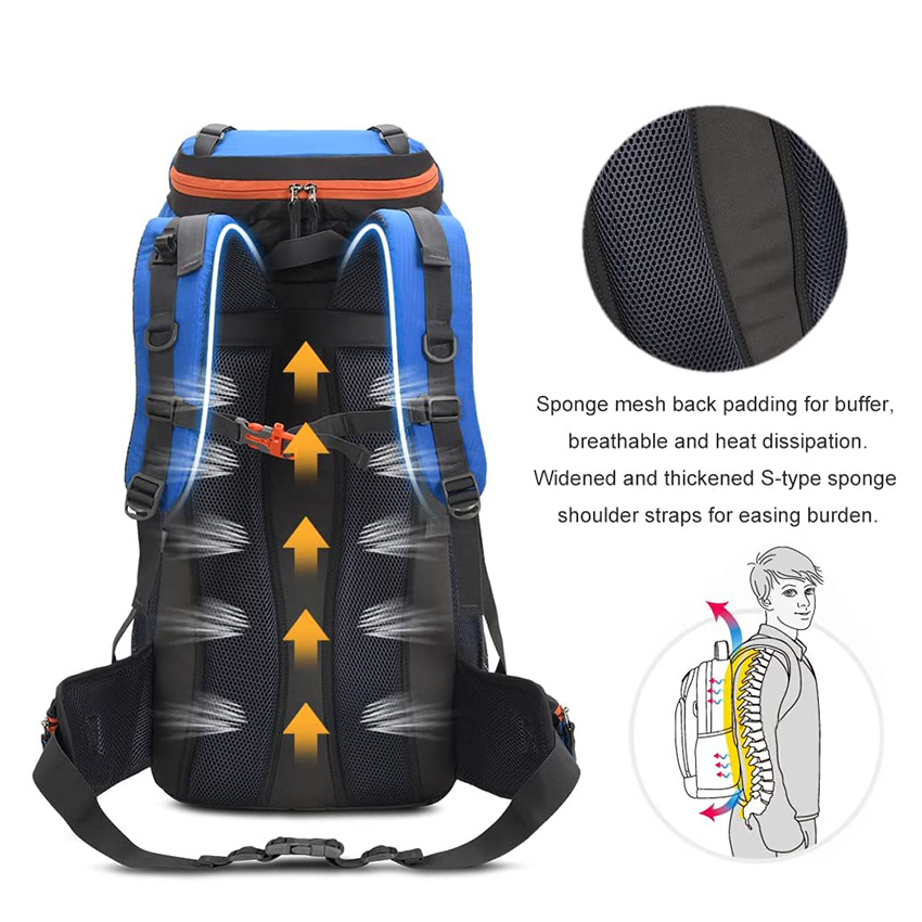 60L Hiking Backpack Men Women Camping Daypack Waterproof Mountaineering Climbing Bag with Rain Cover