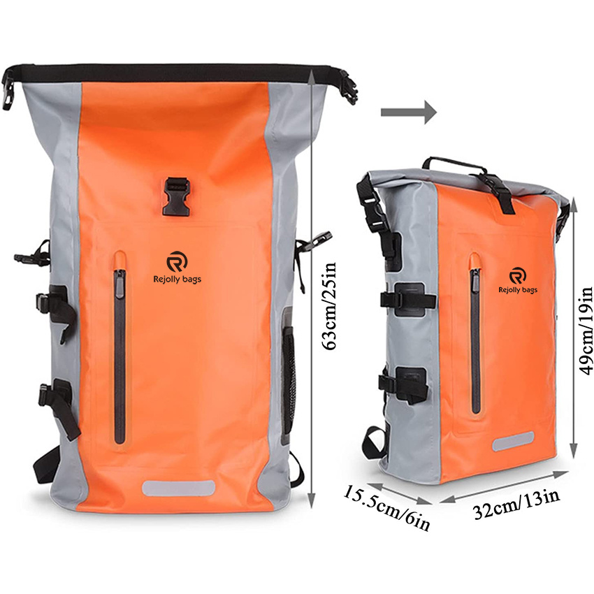 Floating Waterproof Dry Backpack with Exterior Zippered Pocket for Beach Hiking Camping Bag