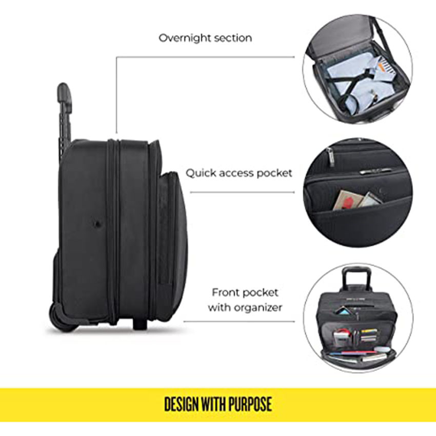 16-Inch Laptop Rolling Case with Quick Access Pocket for Business Roller Bag