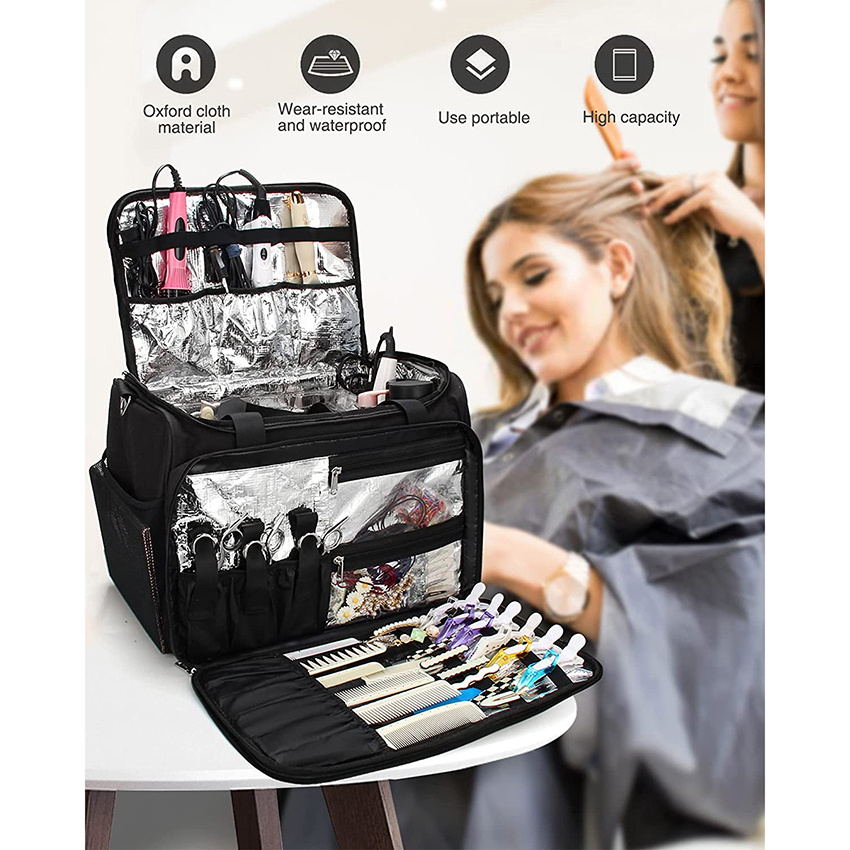 Toiletry Travel Bag, Cosmetics Beauty Hairdresser Bag with Shoulder Strap Insulation Material Cosmetic Bag RJ21684