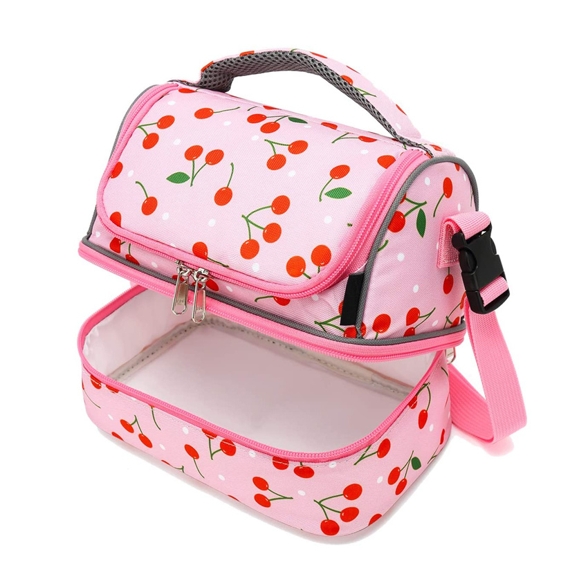 Simple and Lovely Pink Lunch Bag Durable Food Insulated Bag Weekend Picnic Bag