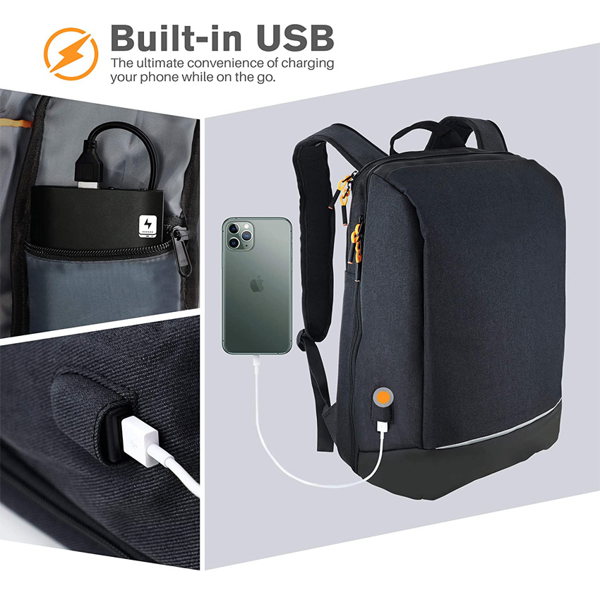 Business Travel Work Backpack Water Resistant Laptop Daypack with USB Charging Port for Men & Women