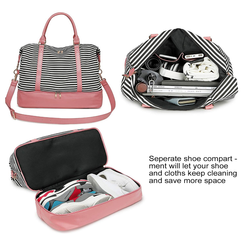 Woman Travel Duffle Bag with Shoe Compartment Storage Bag Luggage Bags