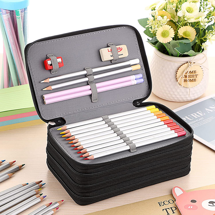 Handy Oxford Colored Pencil Bags Large 72 Slots Pencil Organizer Portable Watercolor Pencil Wrap Pen Bag RJ21658